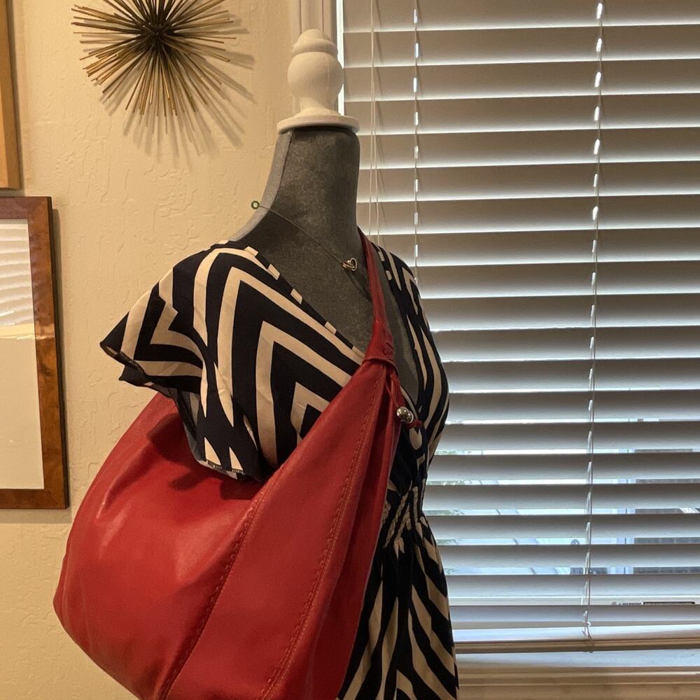 Vtg Ganson Red Leather Hobo Bag | MCM Retro Luxury Handbag | Made in Hong Kong